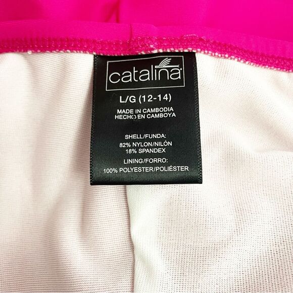 Catalina One Piece Swimsuit Double Strap Ruched Bathing Suit Magenta Size Large - Picture 6 of 10
